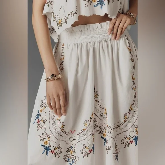 NWT Size M - Anthropologie 100% Cotton Embroidered Culottes (NWT US$ 138) - Picture 3 of 16